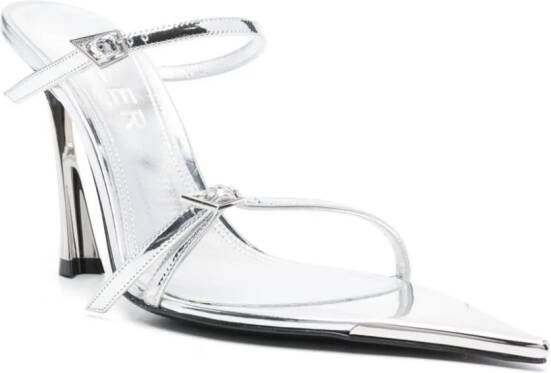 Mugler 95 mm metallic leren sandalen Zilver