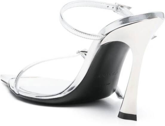 Mugler 95 mm metallic leren sandalen Zilver