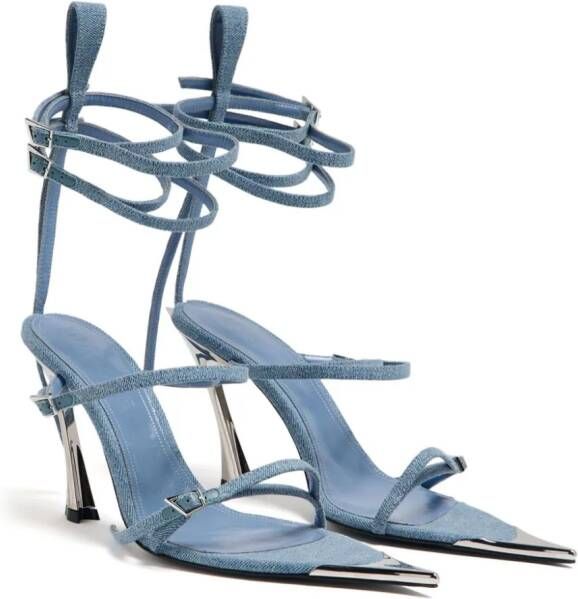 Mugler Fang 95 denim sandalen Blauw