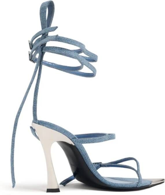 Mugler Fang 95 denim sandalen Blauw