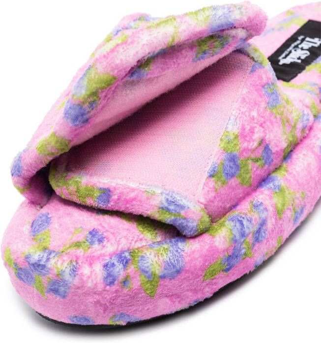 Natasha Zinko Slippers met geborduurde bloemen Roze