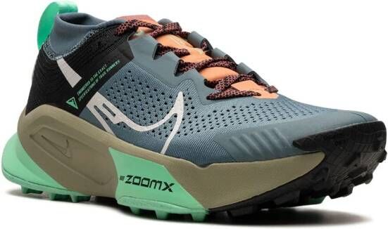 Nike "ZoomX Zegama Trail Light Slate Grey Glow Green Bone Black sneakers" Blauw