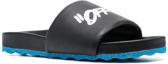 Off-White Slippers met logoprint Zwart