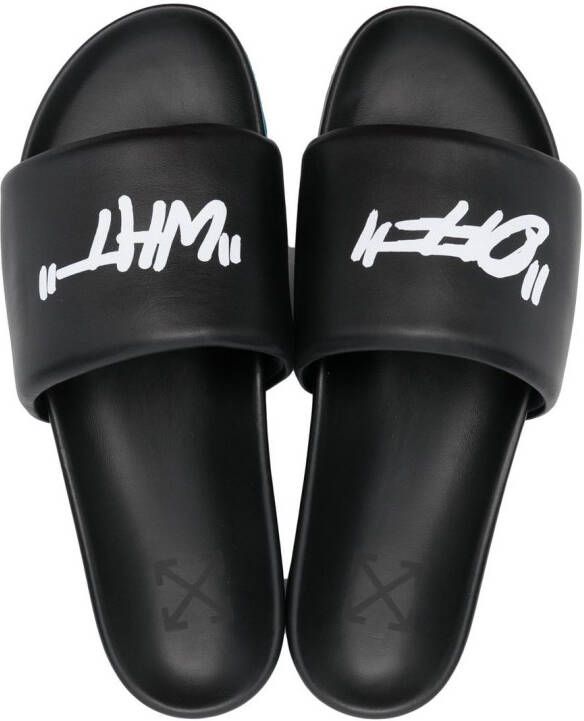 Off-White Slippers met logoprint Zwart