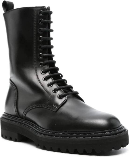 Officine Creative Provence leren combat boots Zwart