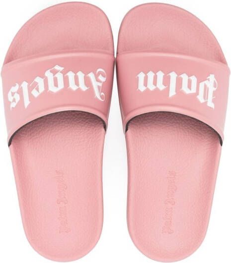 Palm Angels Kids Slippers met logoprint Roze