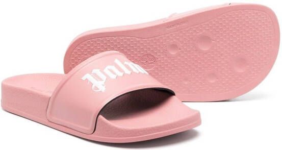 Palm Angels Kids Slippers met logoprint Roze