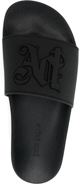 Palm Angels Slippers met monogram Zwart