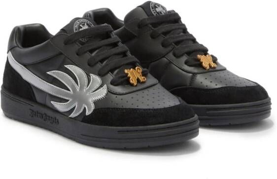 Palm Angels Palm Beach University leren sneakers Zwart