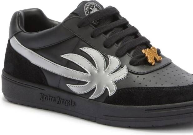 Palm Angels Palm Beach University leren sneakers Zwart