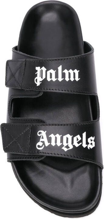 Palm Angels Slippers met logoprint Zwart