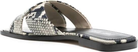 Paris Texas Leren sandalen met slangenprint Beige