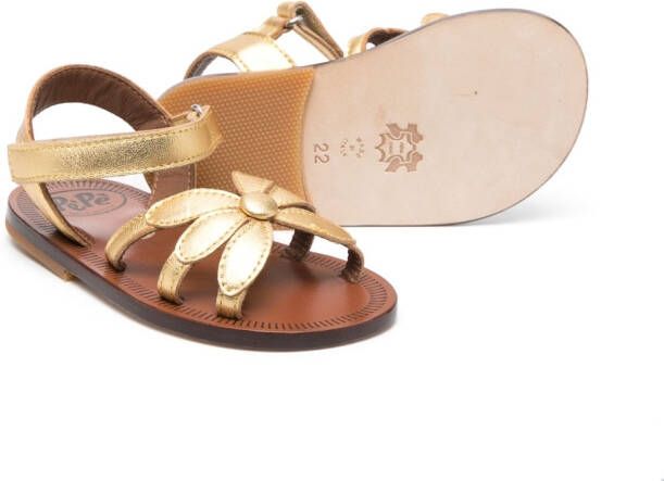 Pépé Kids Giulia leren sandalen Goud