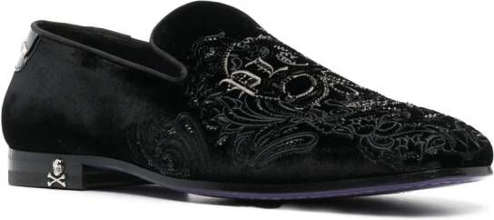 Philipp Plein Fluwelen loafers Zwart