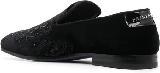 Philipp Plein Fluwelen loafers Zwart