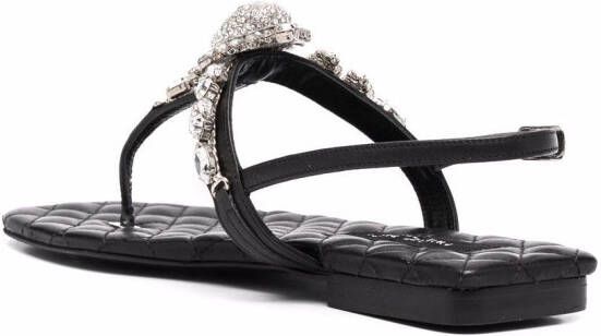 Philipp Plein Sandalen met kristallen doodskop Zwart