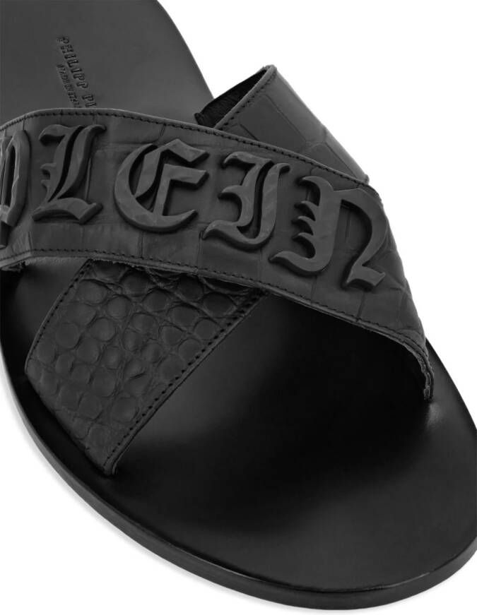 Philipp Plein Sandalen met krokodillen-reliëf Zwart