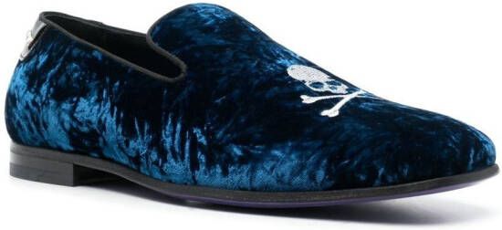 Philipp Plein Slippers met doodskop-applicatie Blauw