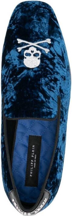 Philipp Plein Slippers met doodskop-applicatie Blauw