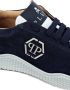 Philipp Plein Suède sneakers met logoplakkaat Blauw - Thumbnail 4