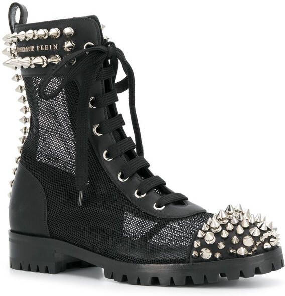 Philipp Plein Veterlaarzen met studs Zwart