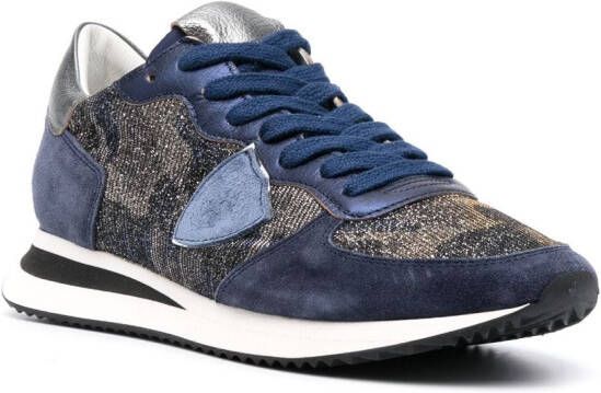 Philippe Model Paris Sneakers met leren vlakken Blauw