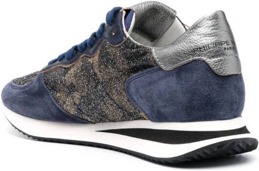 Philippe Model Paris Sneakers met leren vlakken Blauw