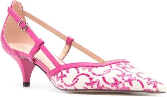 PINKO Love Birds 50mm pumps met jacquard Roze