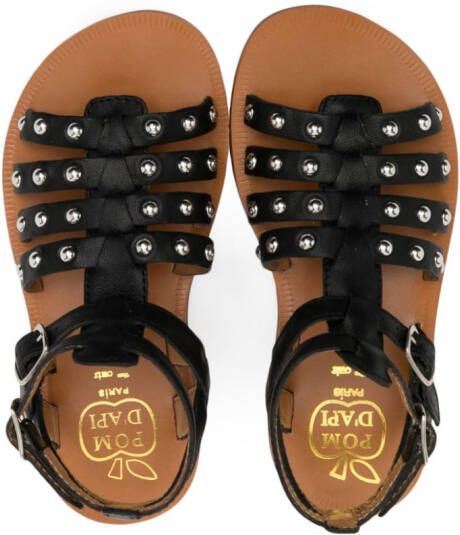 Pom D'api Sandalen verfraaid met studs Zwart