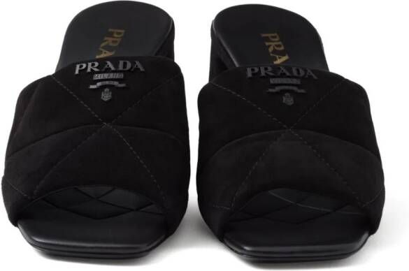 Prada 65 mm suède muiltjes Zwart