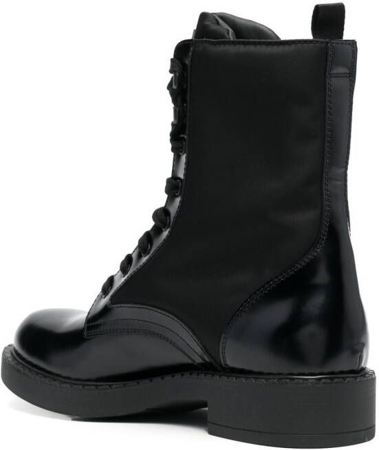 Prada Leren combat boots Zwart