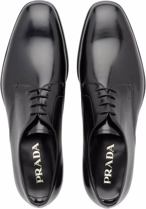 Prada Leren derby schoenen Zwart