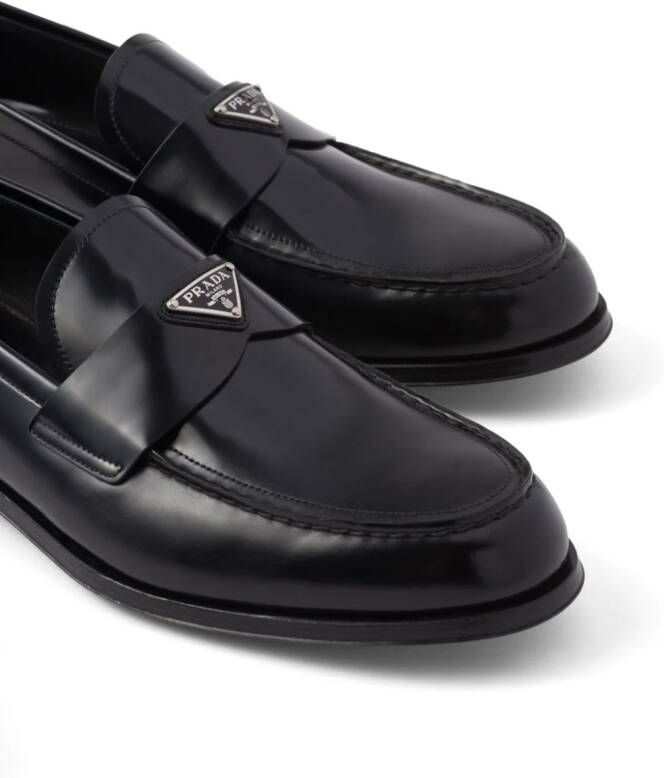 Prada Leren loafers Zwart