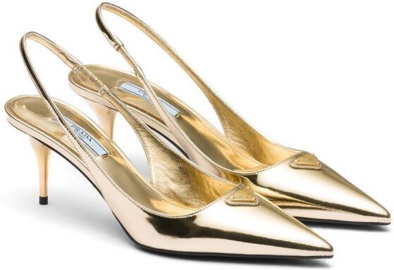 Prada Metallic slingback pumps Goud