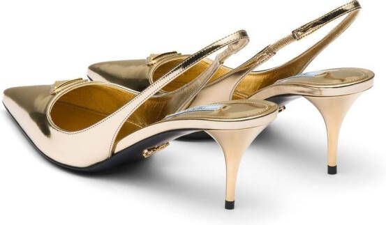 Prada Metallic slingback pumps Goud