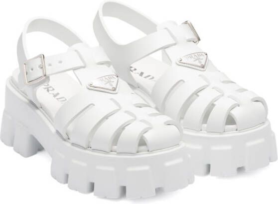 Prada Monolith gekooide sandalen Wit