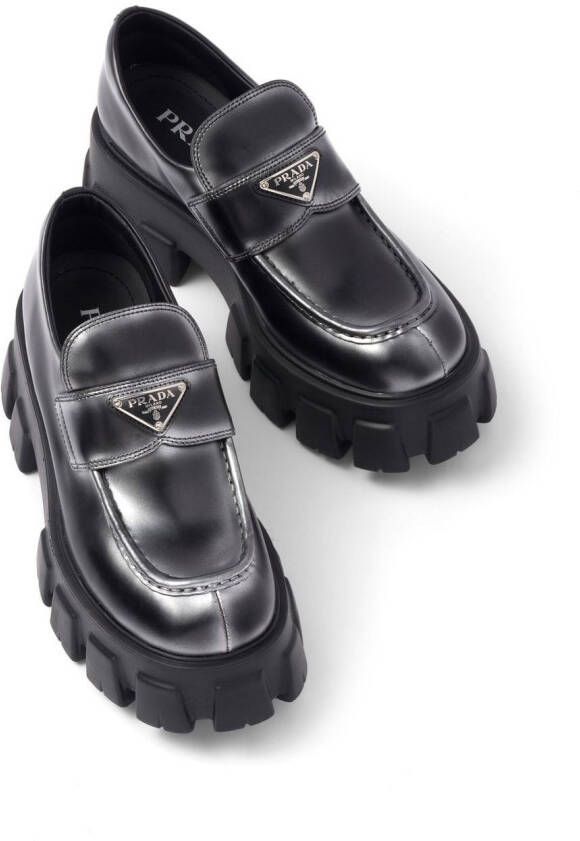 Prada Moonlith leren loafers met ombré-effect Zwart