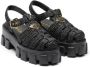 Prada Raffia sandalen met plateauzool Zwart - Thumbnail 2