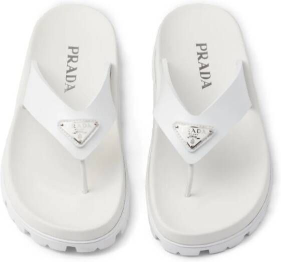 Prada Teenslippers met logo Wit