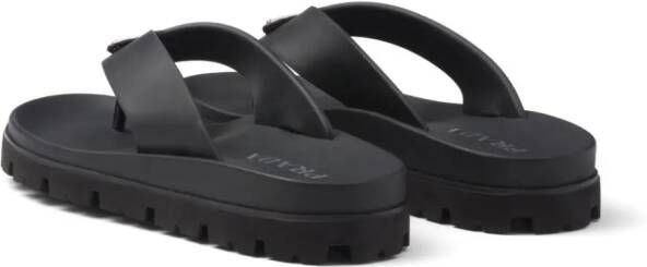 Prada Teenslippers met logo Zwart