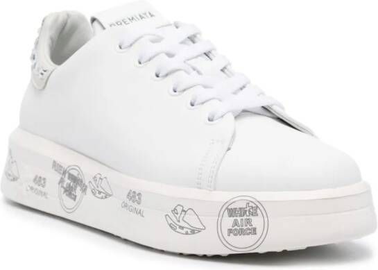 Premiata Belle leren sneakers met kristallen Wit