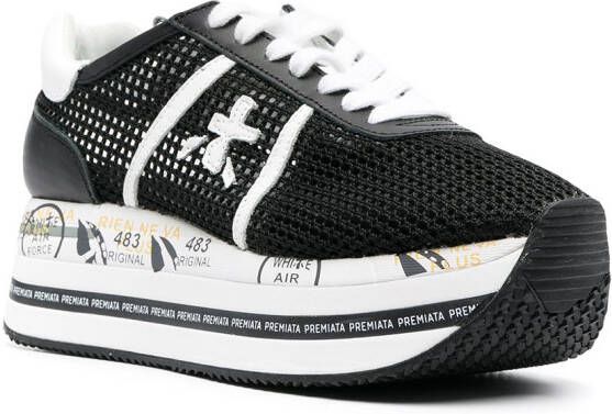 Premiata Beth sneakers met plateauzool Zwart