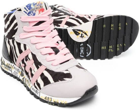 Premiata Kids Sneakers met zebraprint Grijs