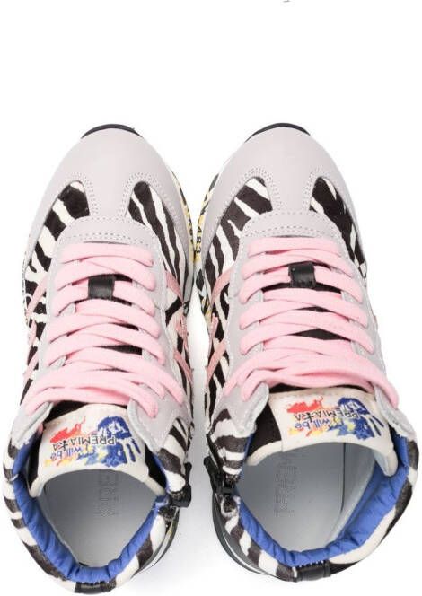 Premiata Kids Sneakers met zebraprint Grijs