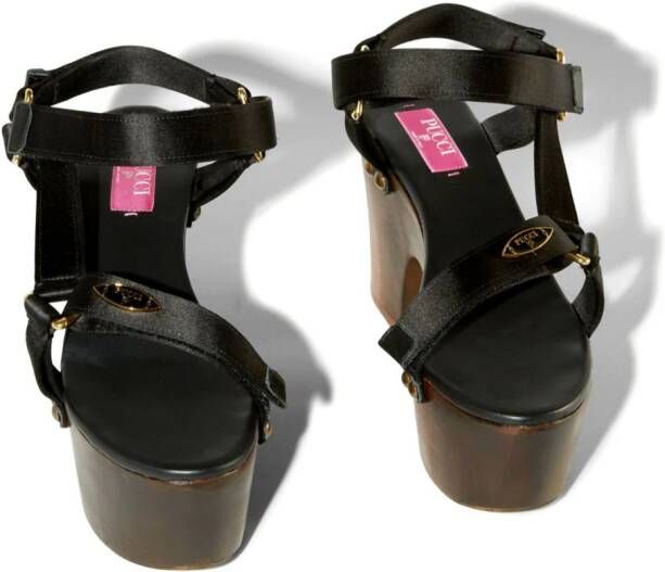 PUCCI Crush sandalen met logoplakkaat en sleehak Zwart