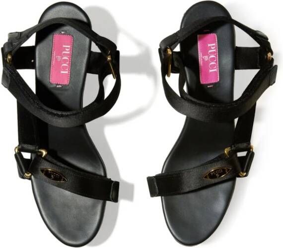 PUCCI Crush sandalen met logoplakkaat en sleehak Zwart