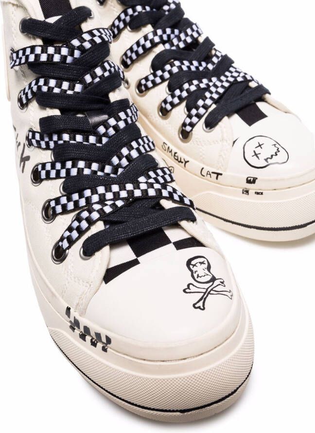 R13 Kurt sneakers met graffiti-print Wit