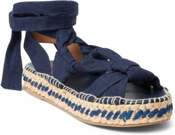 Ralph Lauren Collection Lilyann zijden sandalen Blauw