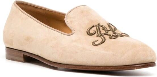 Ralph Lauren Collection Loafers met geborduurd logo Bruin