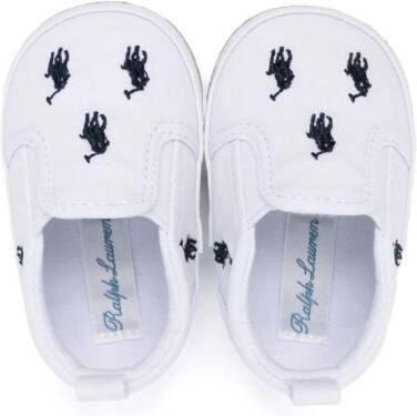 Ralph Lauren Kids Canvas babyschoentjes met ponyprint Wit